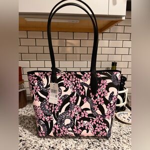 Kate Spade Snake Garden Floral reversible small tote new